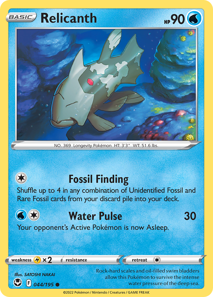 Relicanth 044/195 Common Reverse Holo Silver Tempest NM/LP