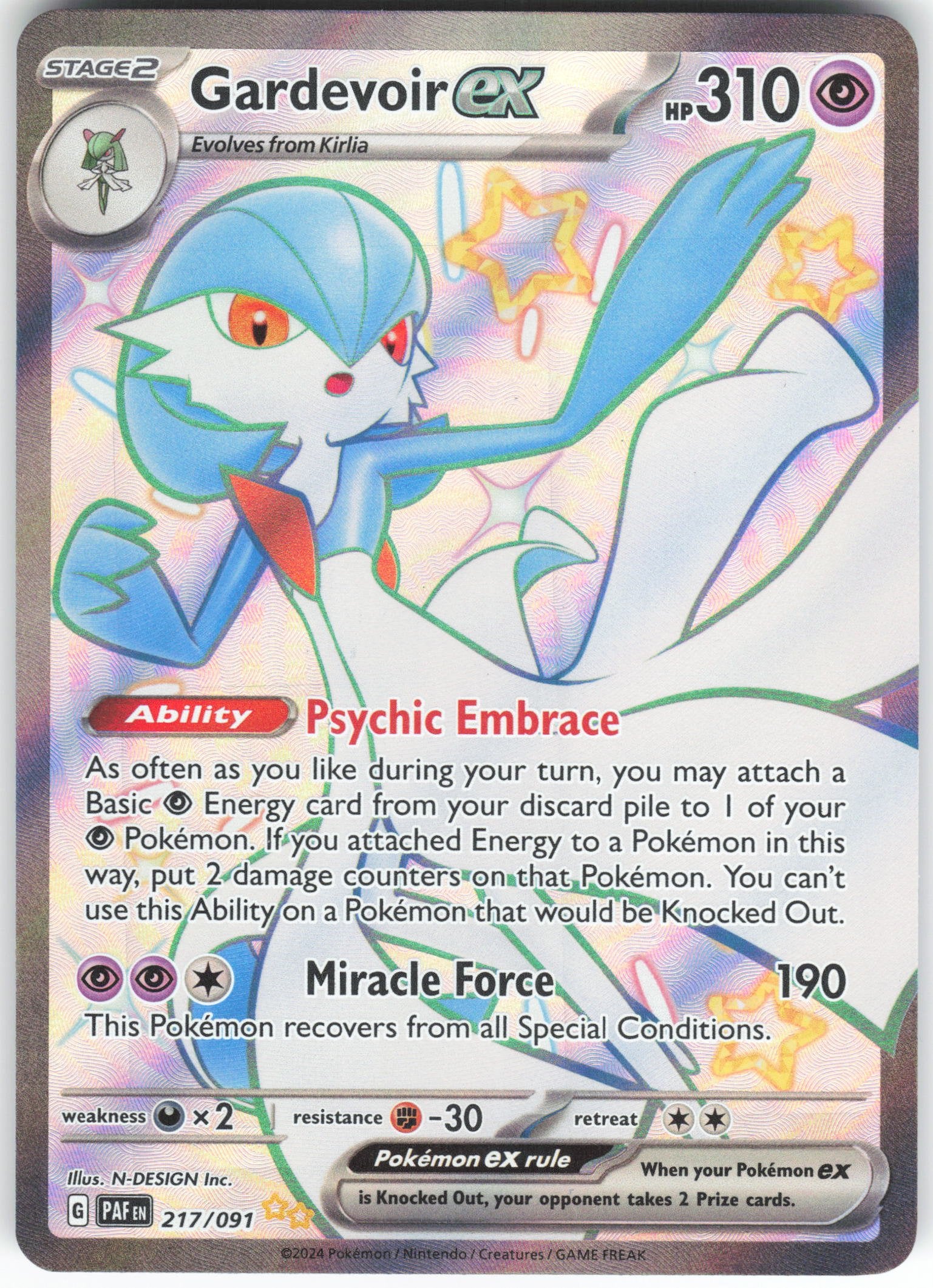 Gardevoir ex - Shiny Ultra Rare SV: Paldean Fates 217/091 NM
