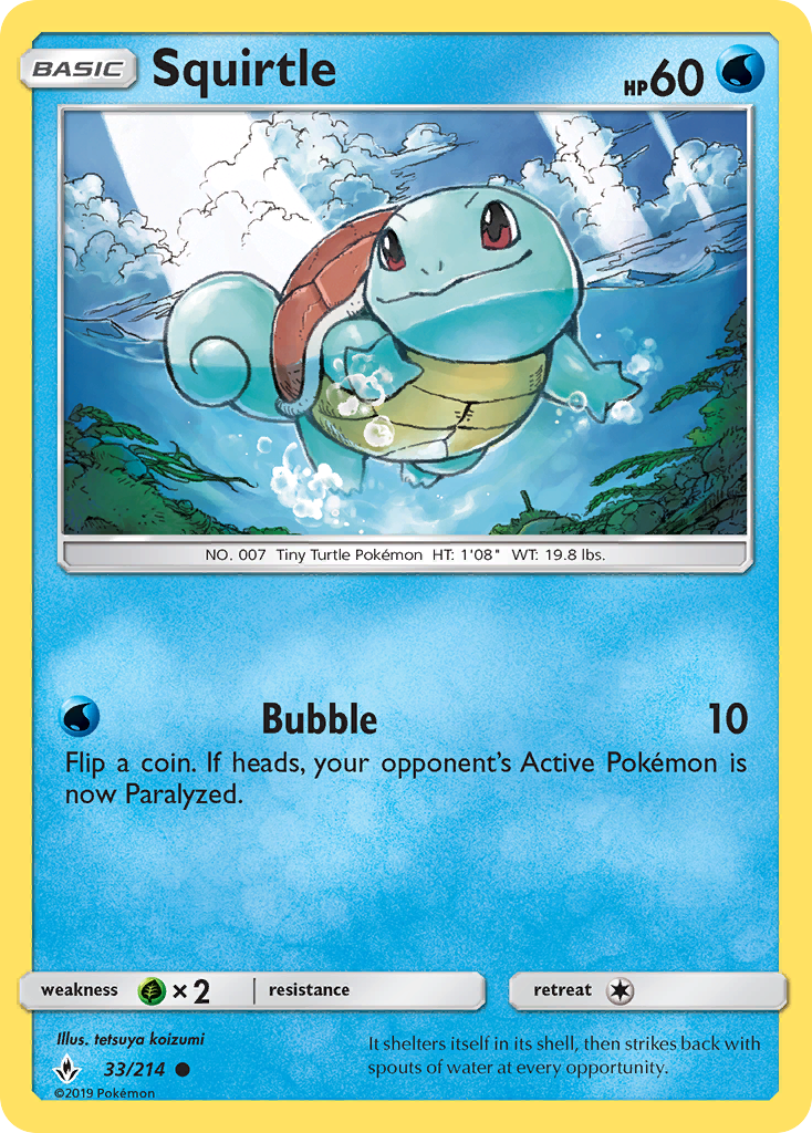 Squirtle 33/214 Common Reverse Holo Unbroken Bonds NM/LP