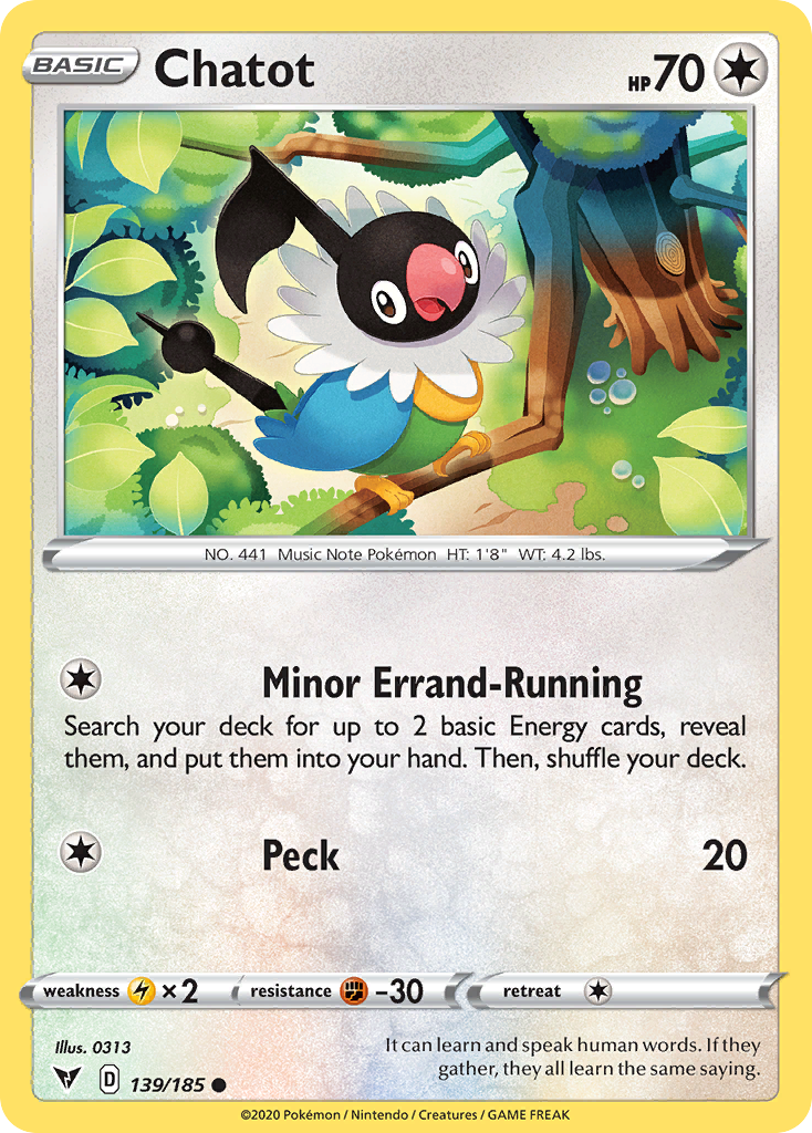 Chatot 139/185 Common Reverse Holo Vivid Voltage NM/LP