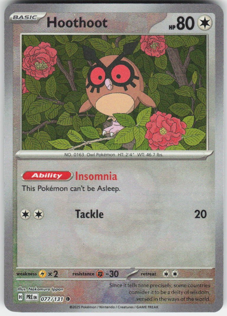 Hoothoot (Master Ball Pattern) Common SV: Prismatic Evolutions 077/131 NM