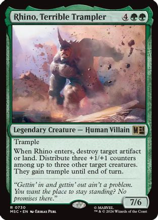 Rhino, Terrible Trampler 730 Foil Rare Commander: Marvel Super Heroes NM/M