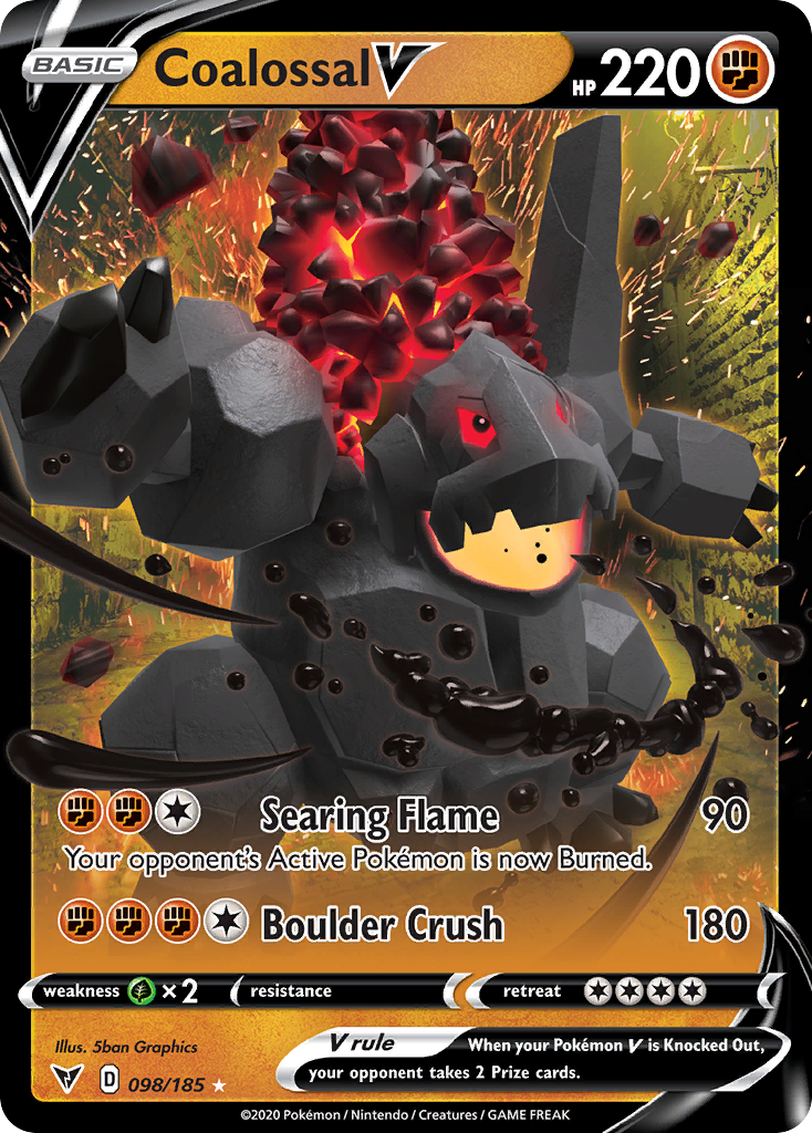 Coalossal V 098/185 V Rare Vivid Voltage Holo NM/M