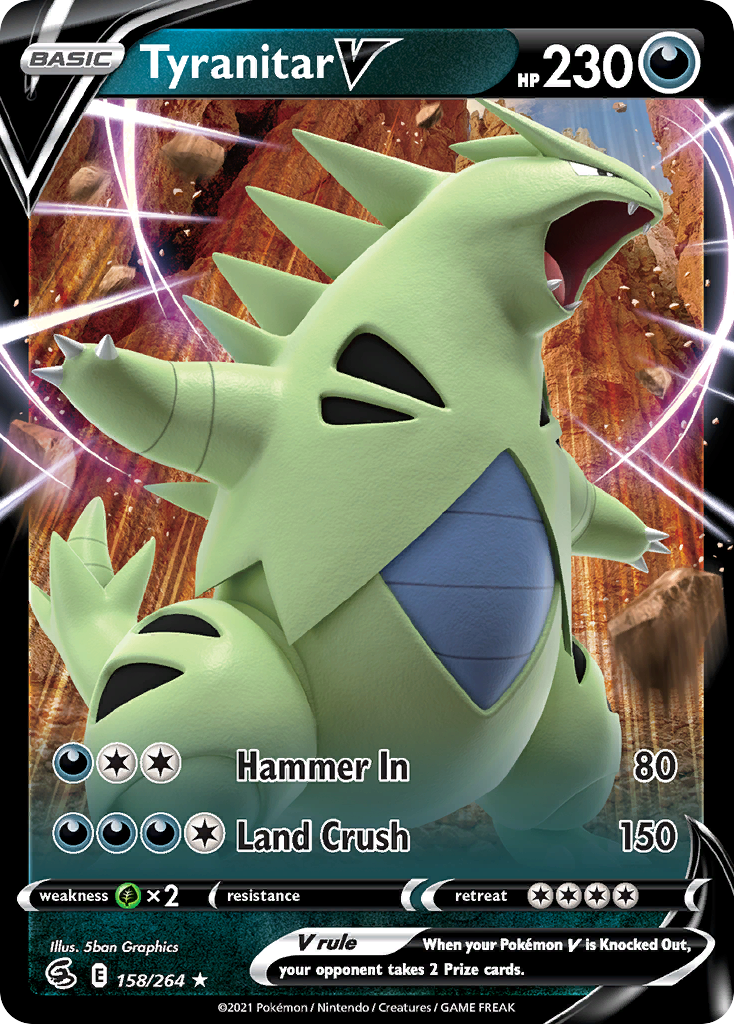 Tyranitar V 158/264 V Rare Fusion Strike Holo NM/M
