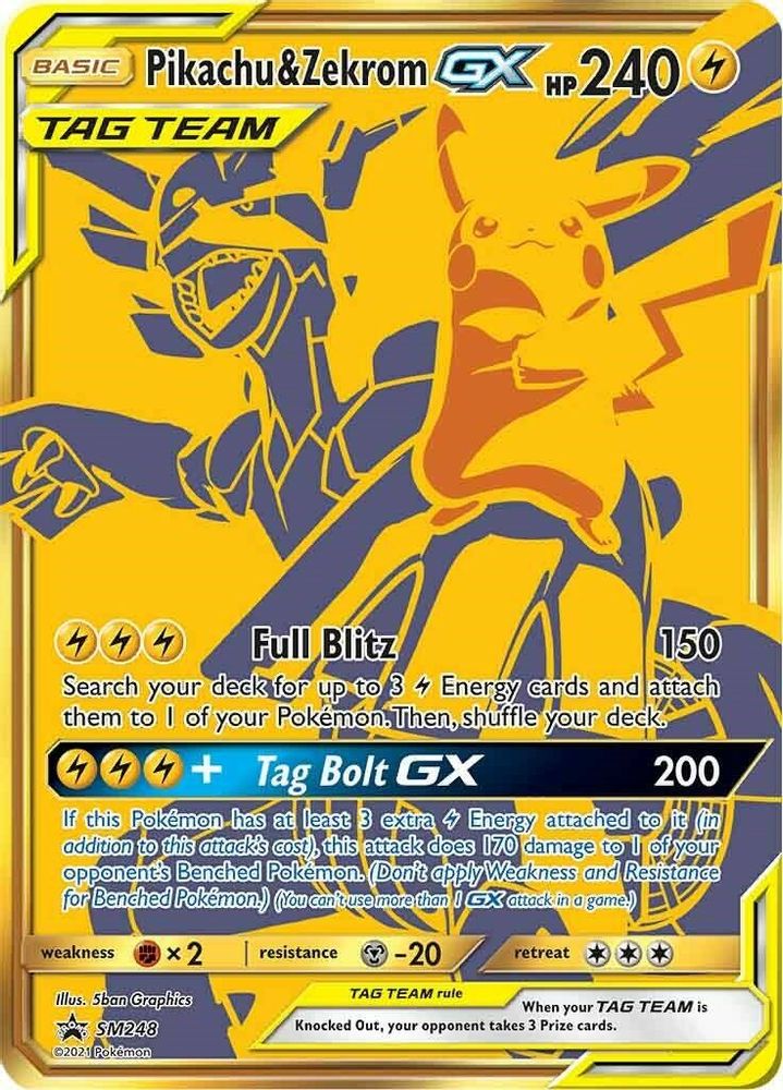 Pikachu & Zekrom GX - SM248 Promo Sun & Moon Promo Holo NM/M