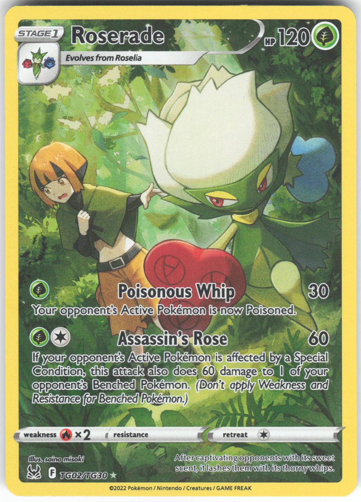 Roserade TG02/TG30 Trainer Gallery Rare Lost Origin Trainer Gallery Holo LP