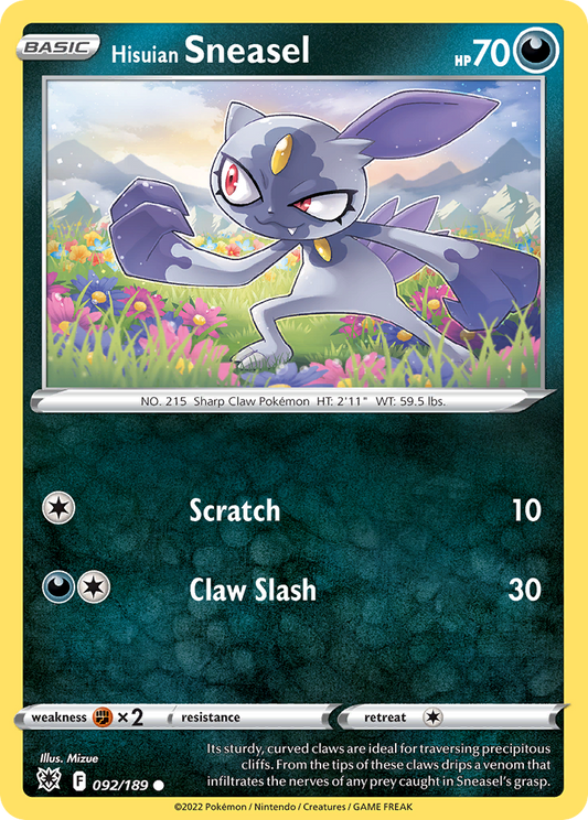 Hisuian Sneasel 092/189 Common Reverse Holo Astral Radiance NM/LP