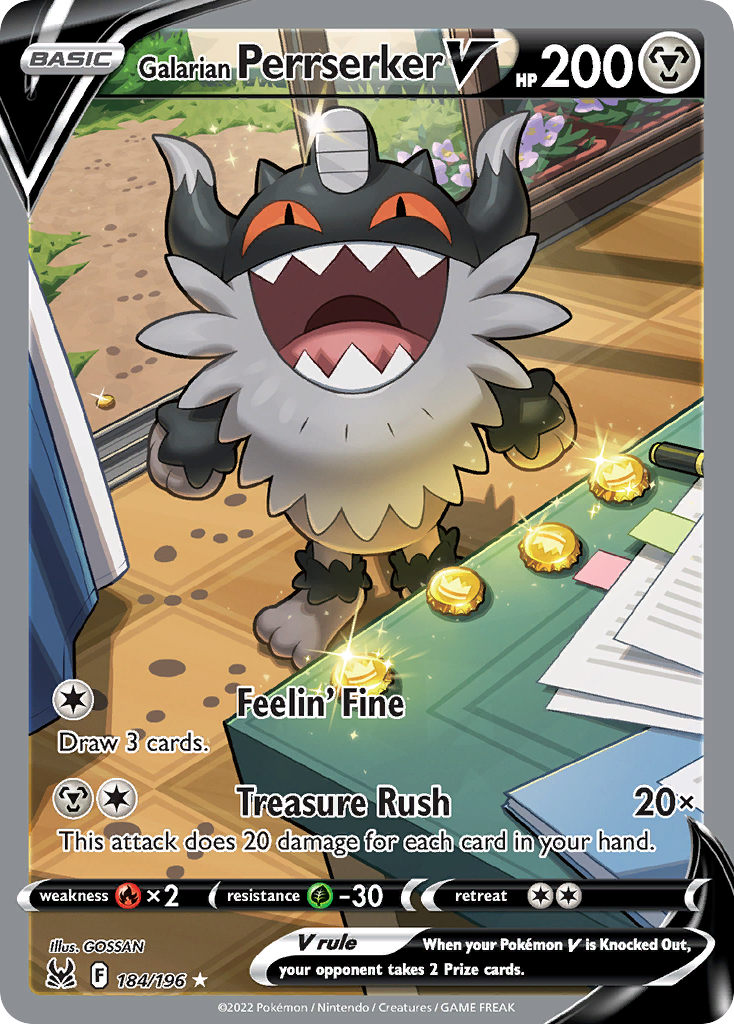 Galarian Perrserker V 184/196 Ultra Rare Lost Origin NM/M