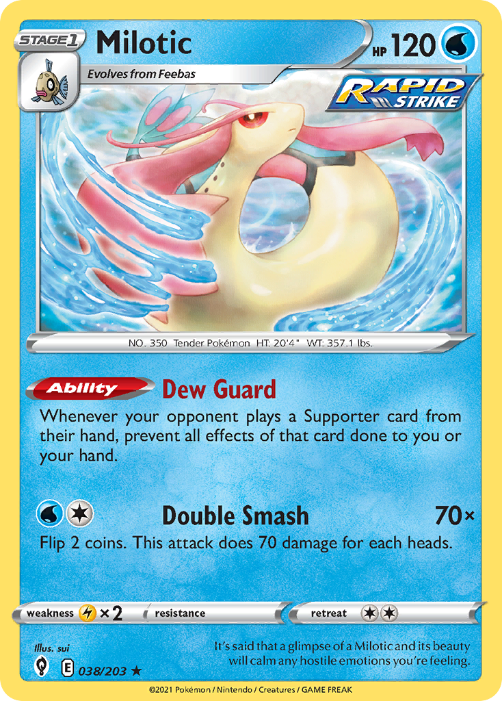 Milotic 038/203 Rare Reverse Holo Evolving Skies NM/LP