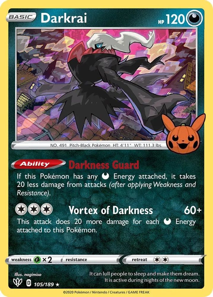 Darkrai 105/189 Promo Trick or Trade BOOster Holo NM/LP