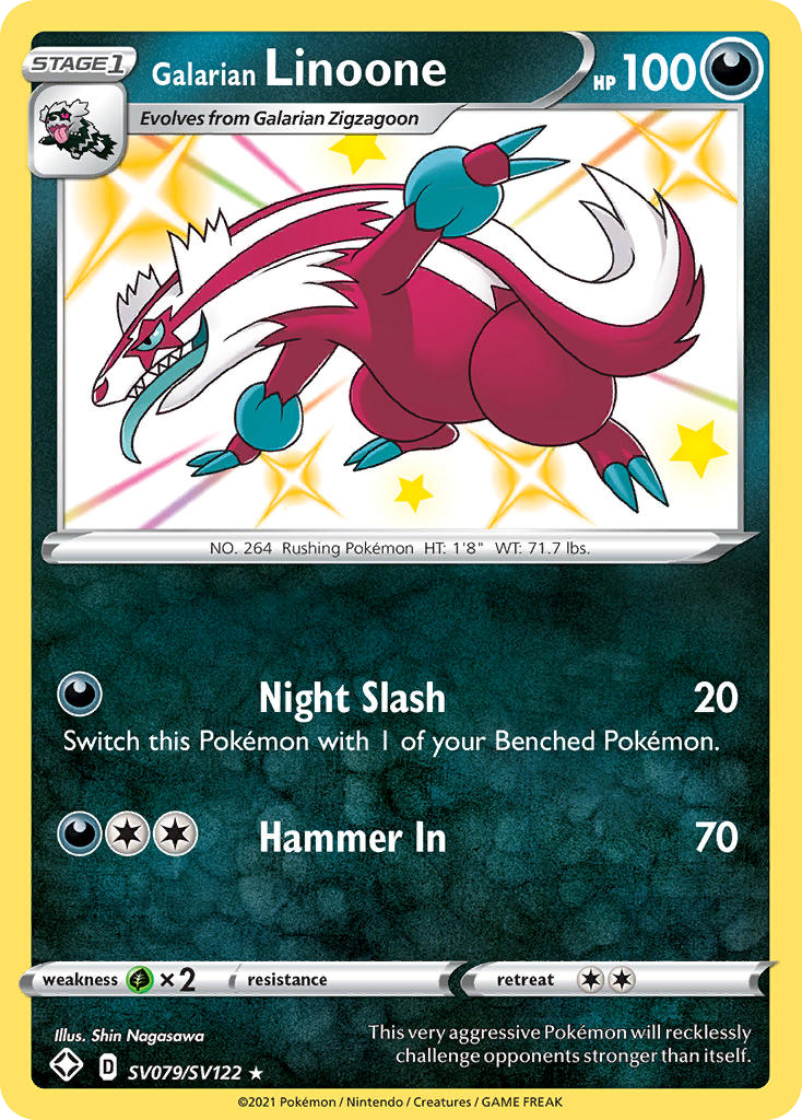 Galarian Linoone SV079/SV122 Shiny Rare Shining Fates Shiny Vault NM/M