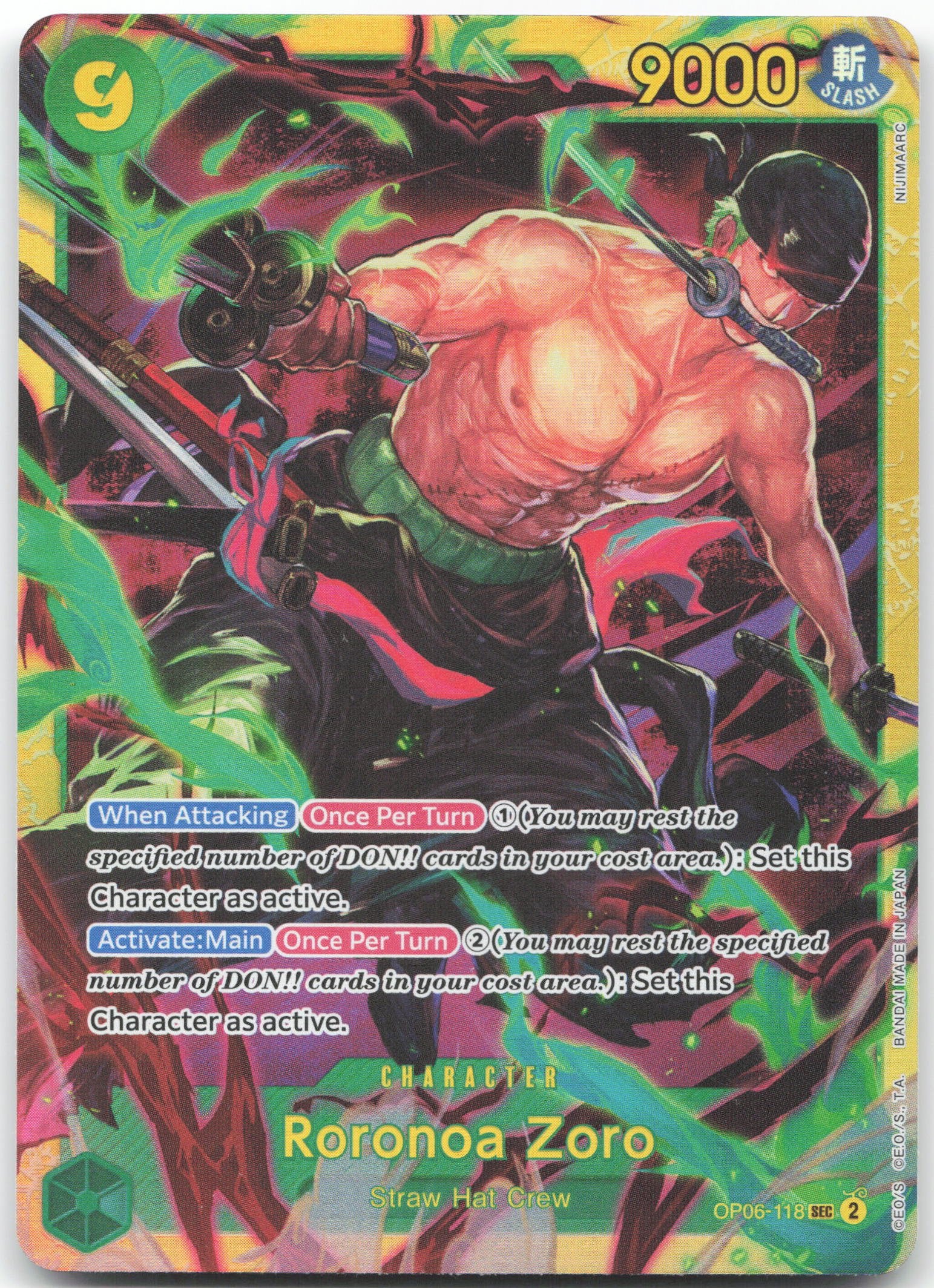 Roronoa Zoro SEC Wings of the Captain OP06-118 NM