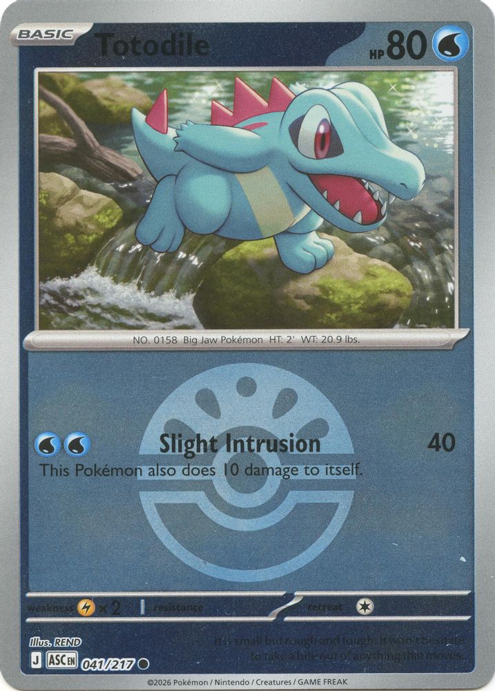 Totodile (Friend Ball) 041/217 Common Reverse Holo Ascended Heroes NM/M