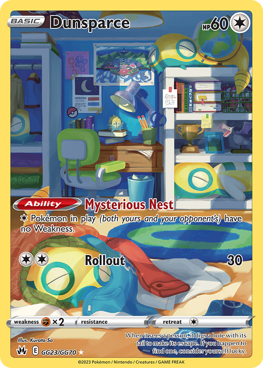 Dunsparce GG23/GG70 Trainer Gallery Rare Crown Zenith Galarian Gallery Holo NM/M