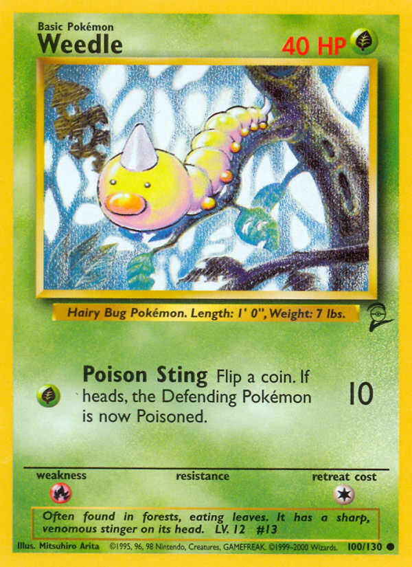 Weedle 100/130 Common Base Set 2 NM/M