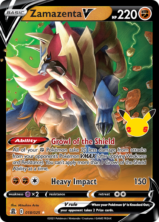 Zamazenta V 018/025 V Rare Celebrations Holo NM/M