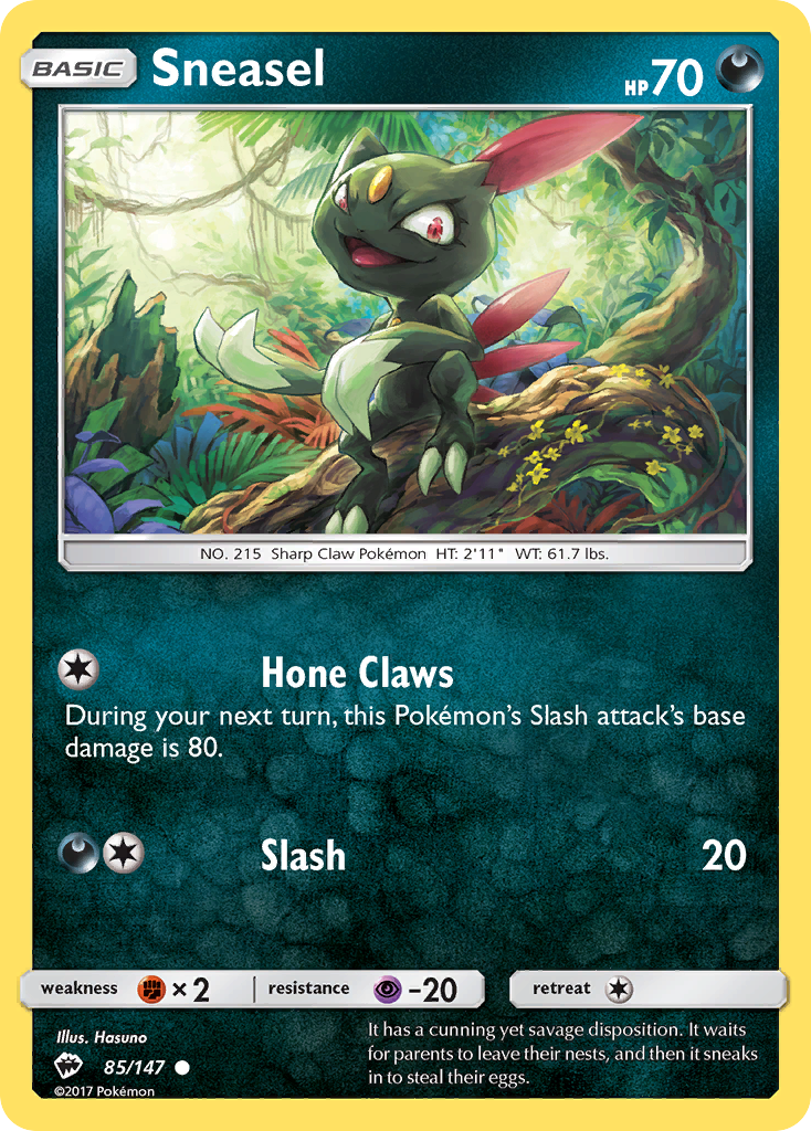 Sneasel 85/147 Common Reverse Holo Burning Shadows NM/LP