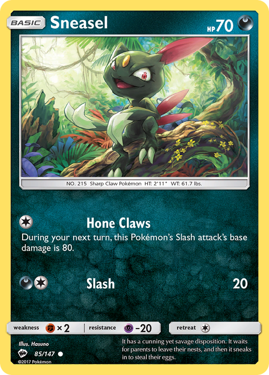 Sneasel 85/147 Common Reverse Holo Burning Shadows NM/LP