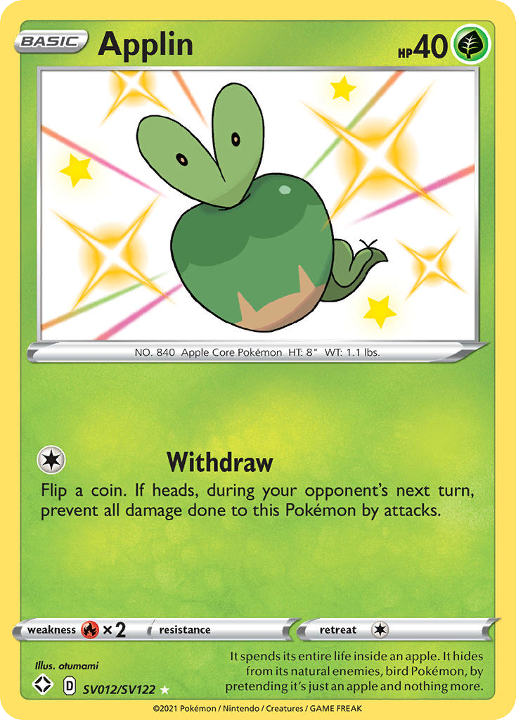 Applin SV012/SV122 Shiny Rare Shining Fates Shiny Vault NM/M