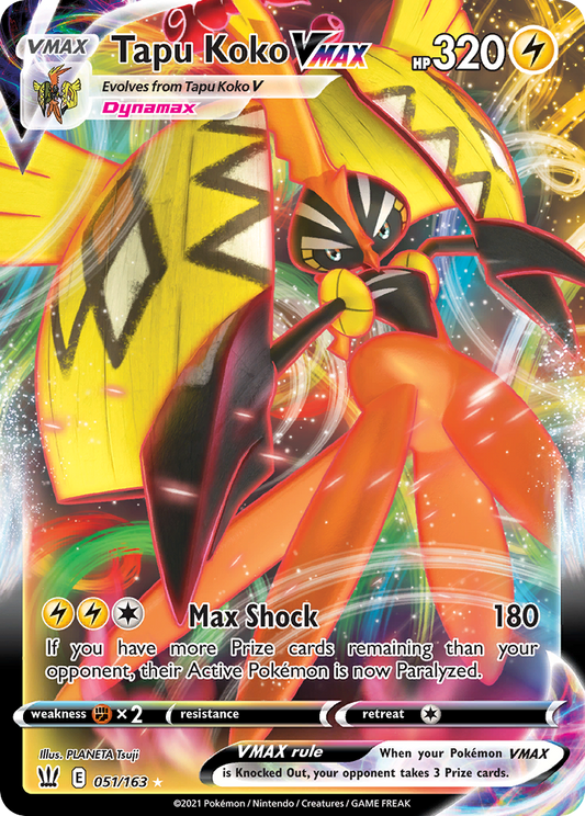 Tapu Koko VMAX 051/163 VMAX Rare Battle Styles Holo NM/M
