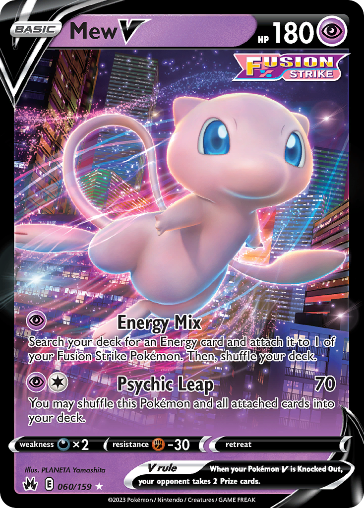 Mew V 060/159 V Rare Crown Zenith Holo NM/M
