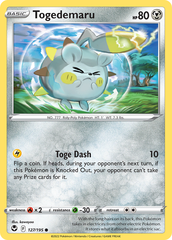Togedemaru 127/195 Common Reverse Holo Silver Tempest NM/LP