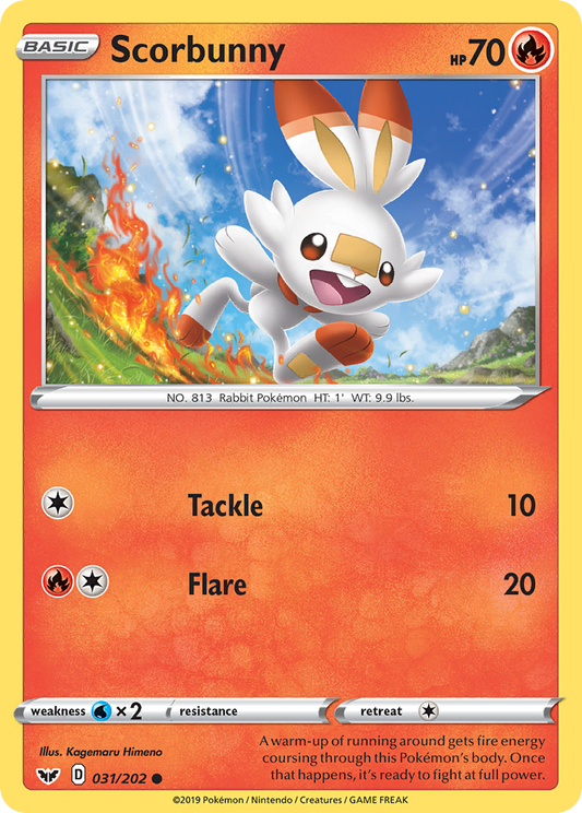 Scorbunny 031/202 Common Reverse Holo Sword & Shield NM/LP
