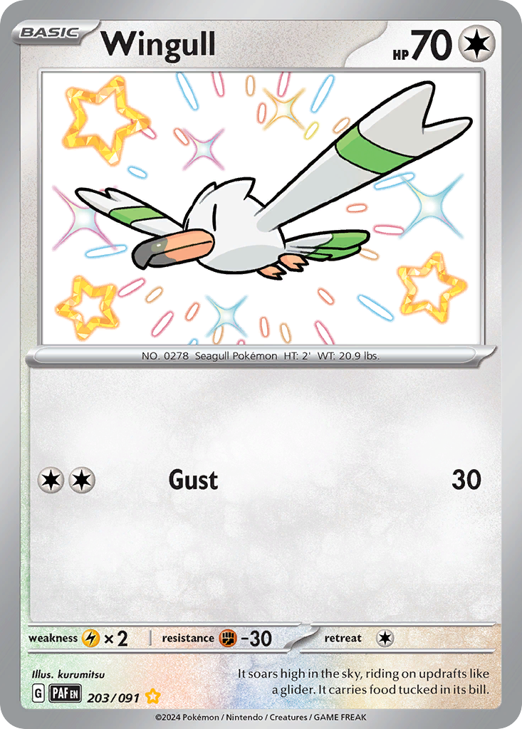 Wingull 203/091 Shiny Rare Paldean Fates NM/M