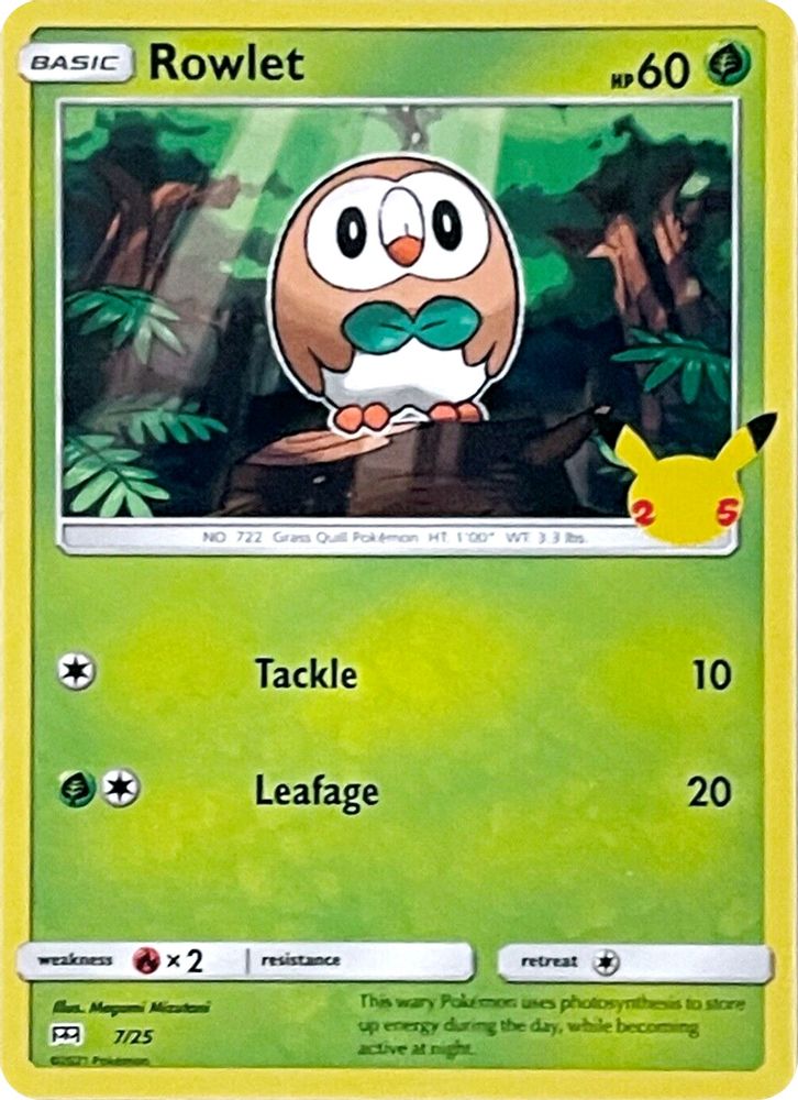 Rowlet 007/025 Promo Holo McDonald's 25th Anniversary Promos NM/LP