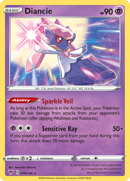 Diancie 079/185 Rare Vivid Voltage Holo NM/LP