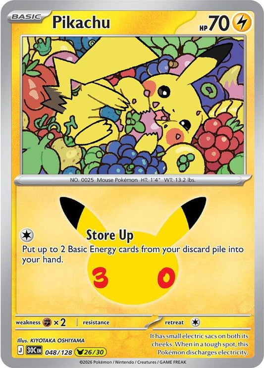 Pikachu 048/128 Pikachu Rare ME: 30th Celebration Holo NM/M