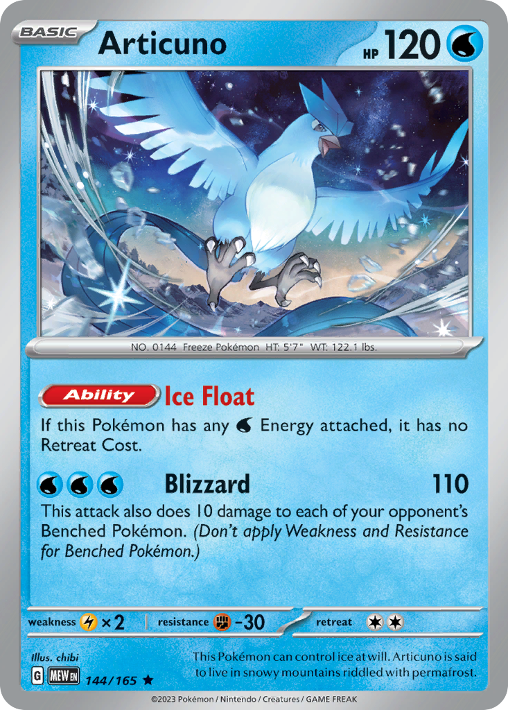 Articuno 144/165 Rare Reverse Holo 151 NM/M