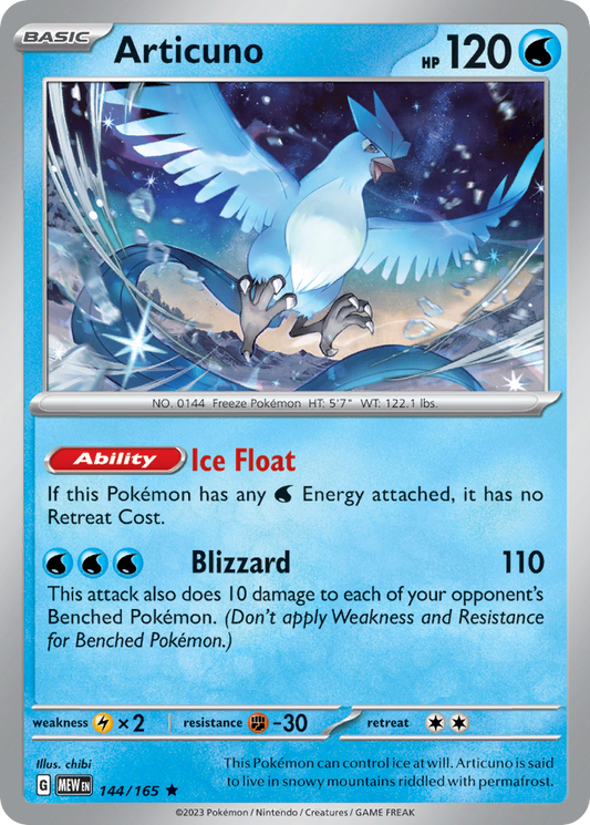 Articuno 144/165 Rare Reverse Holo 151 NM/M