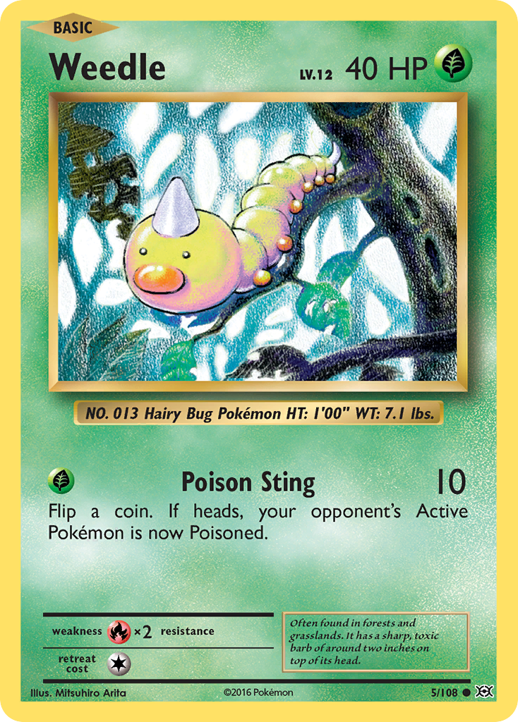 Weedle 5/108 Common Reverse Holo Evolutions NM/LP