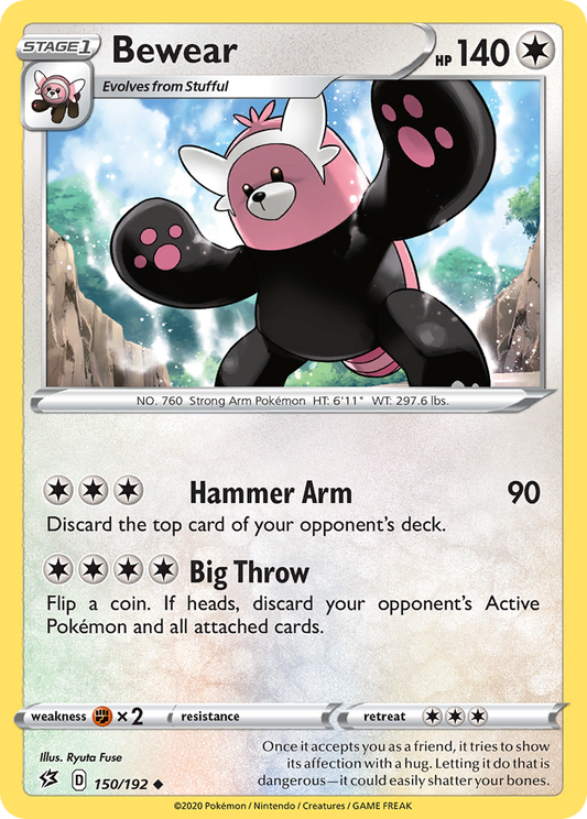 Bewear 150/192 Uncommon Reverse Holo Rebel Clash NM/LP