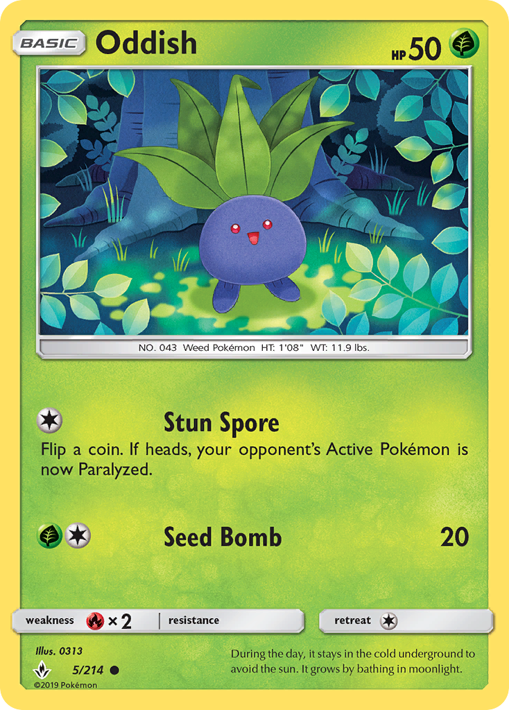 Oddish 5/214 Common Reverse Holo Unbroken Bonds NM/LP