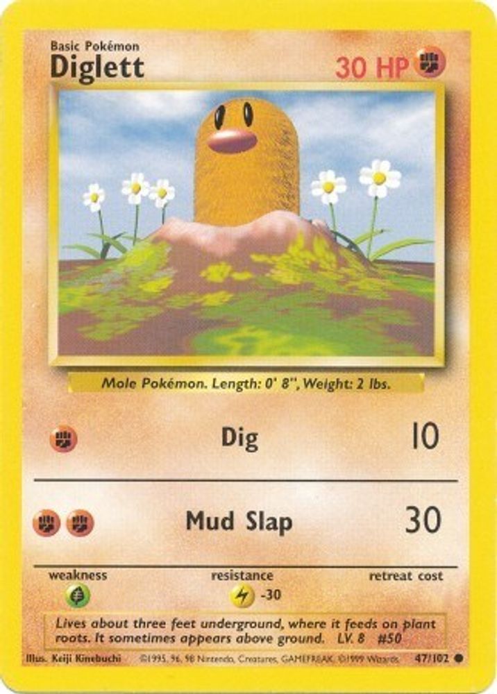 Diglett 47/102 Common Base Set Unlimited NM/M