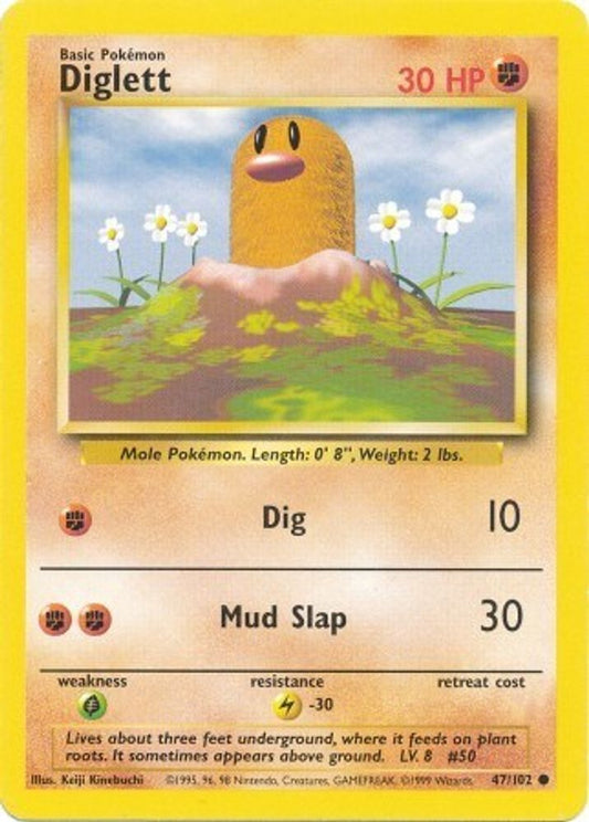 Diglett 47/102 Common Base Set Unlimited NM/M