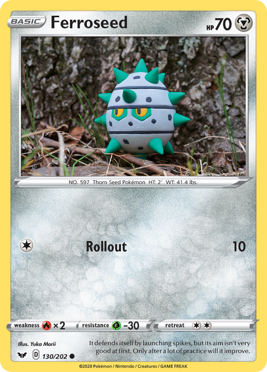 Ferroseed 130/202 Common Reverse Holo Sword & Shield NM/LP