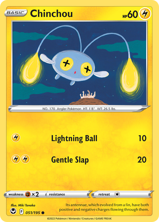 Chinchou 051/195 Common Reverse Holo Silver Tempest NM/LP