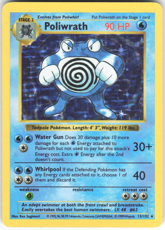 Poliwrath 13/102 Holo Rare Base Set Unlimited Shadowless Holo LP