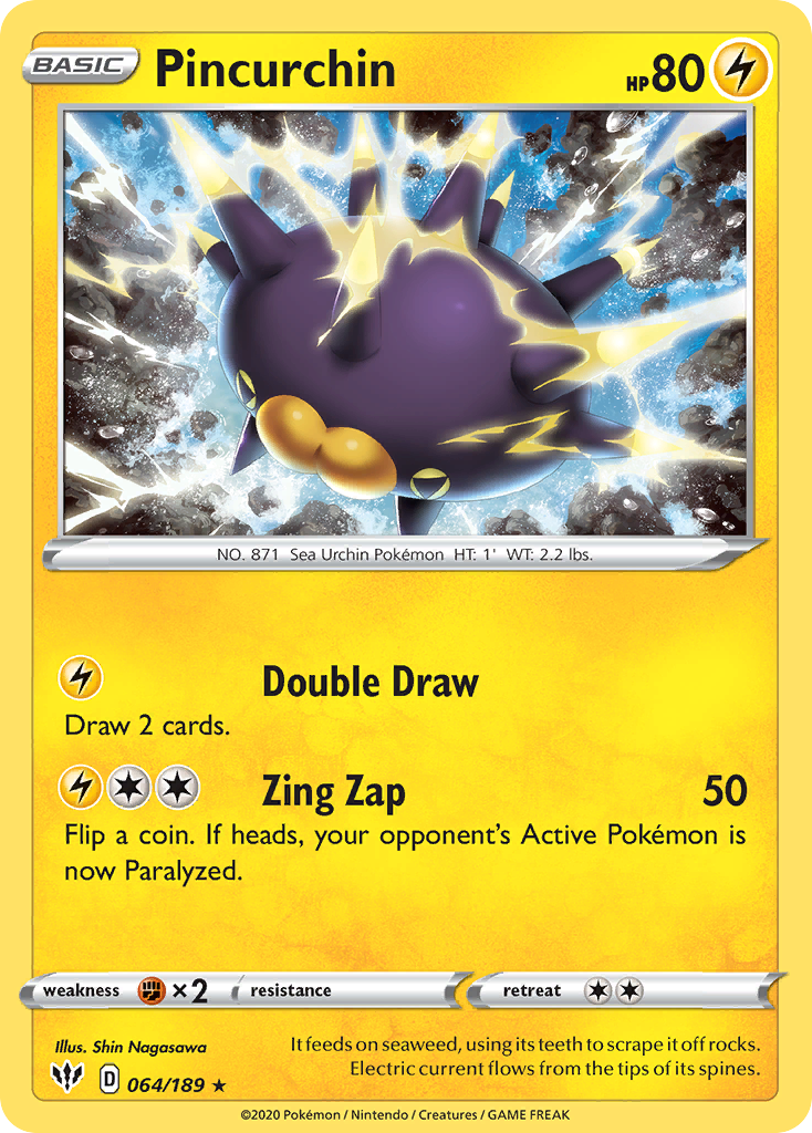 Pincurchin 064/189 Rare Darkness Ablaze Holo NM/LP