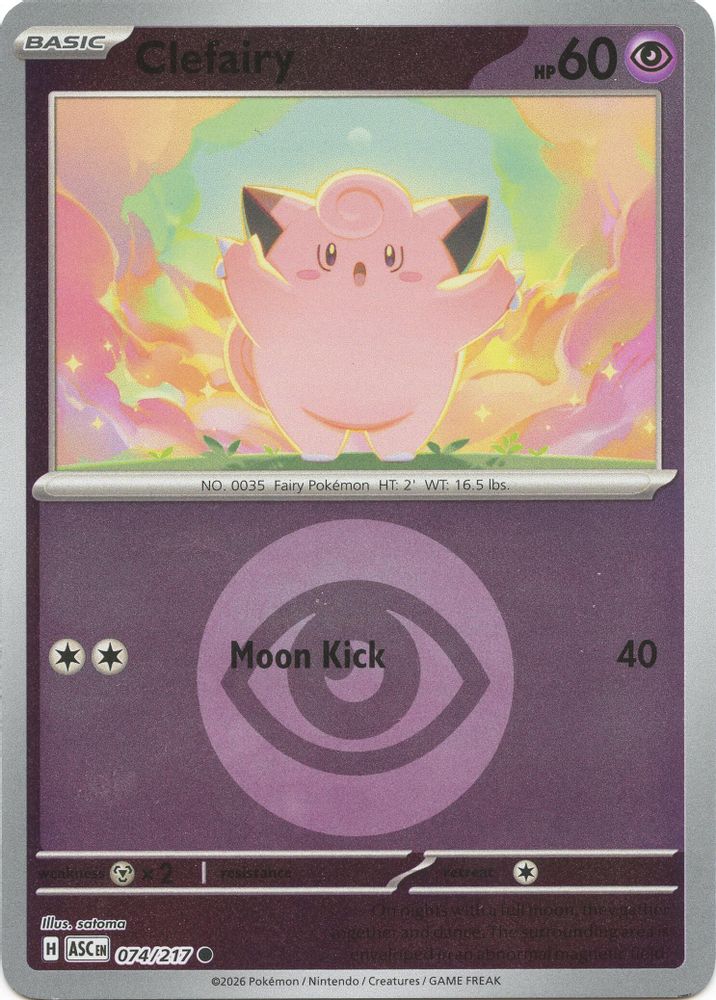 Clefairy (Energy Symbol Pattern) 074/217 Reverse Holo Ascended Heroes NM/M