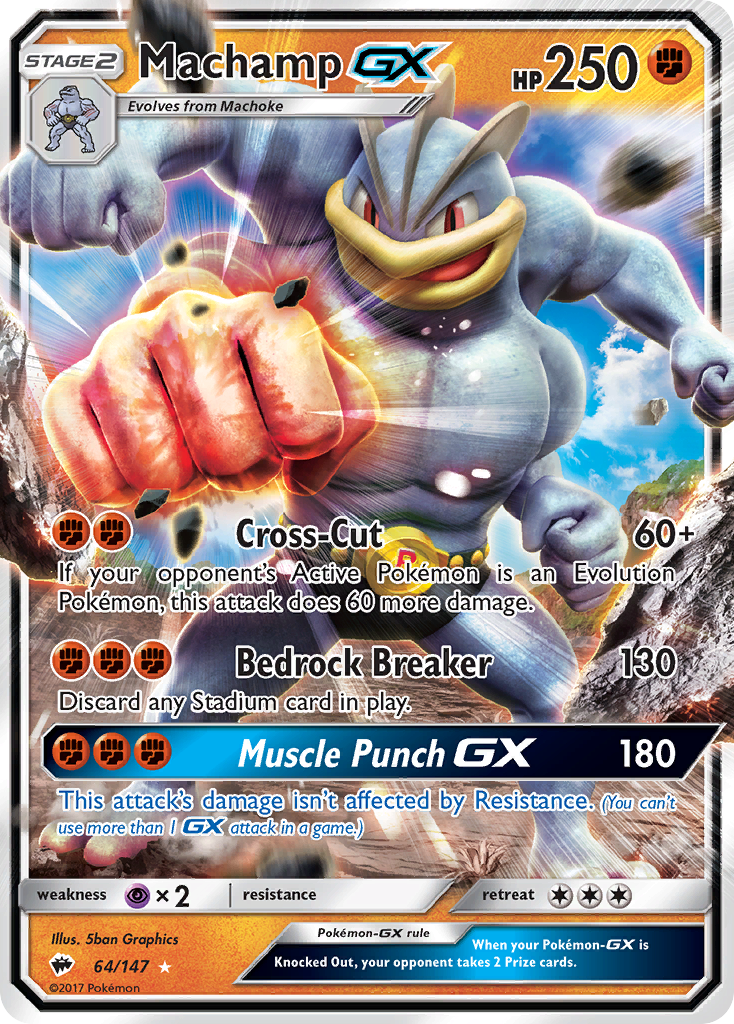 Machamp GX 64/147 GX Rare Burning Shadows Holo NM/M