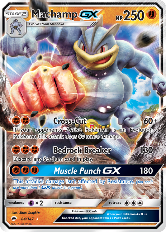 Machamp GX 64/147 GX Rare Burning Shadows Holo NM/M