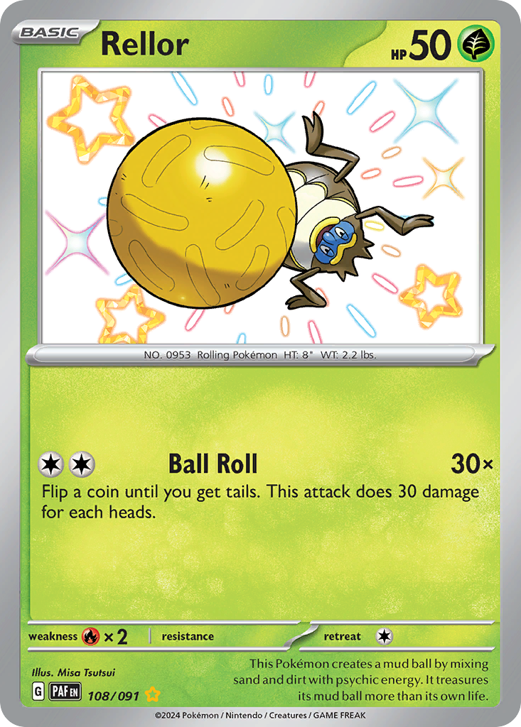 Rellor 108/091 Shiny Rare Paldean Fates NM/M