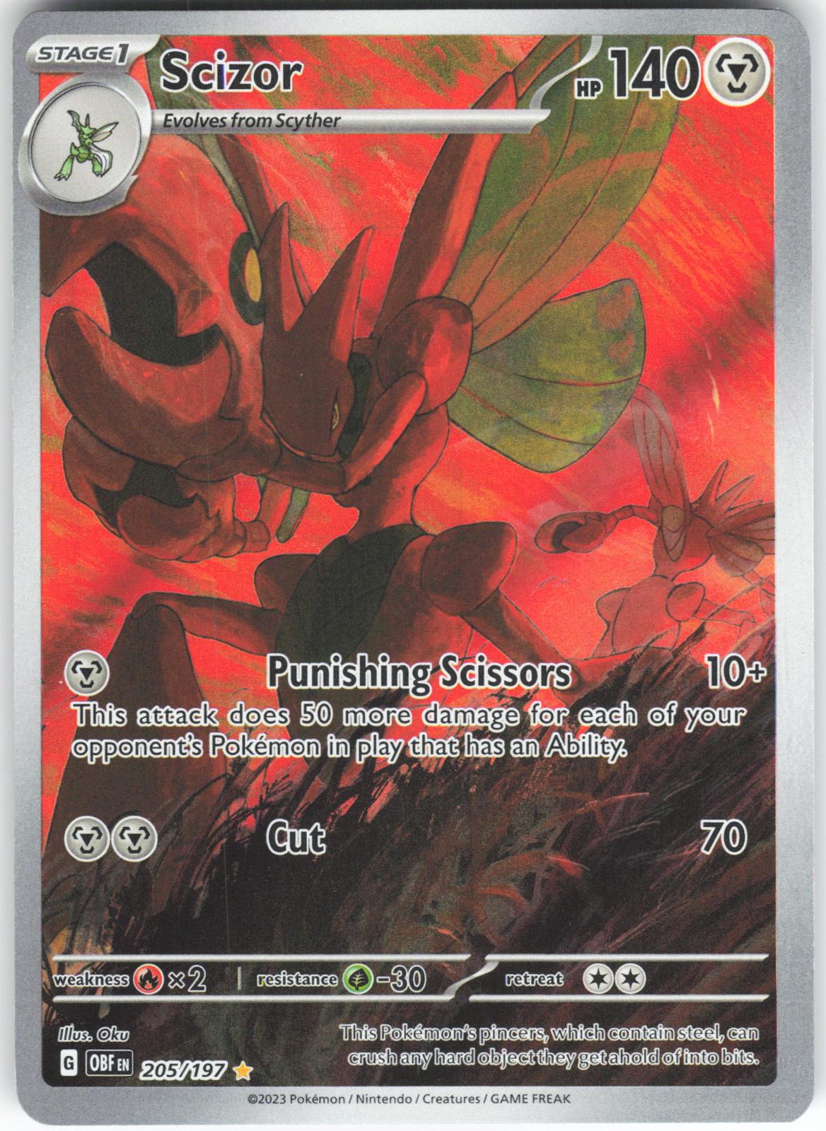 Scizor (oc) 205/197 Illustration Rare Obsidian Flames LP