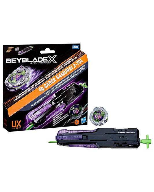 Beyblade X - Saber Samurai 2-70L Victory Grip Launcher Set