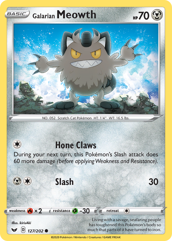 Galarian Meowth 127/202 Common Reverse Holo Sword & Shield NM/M