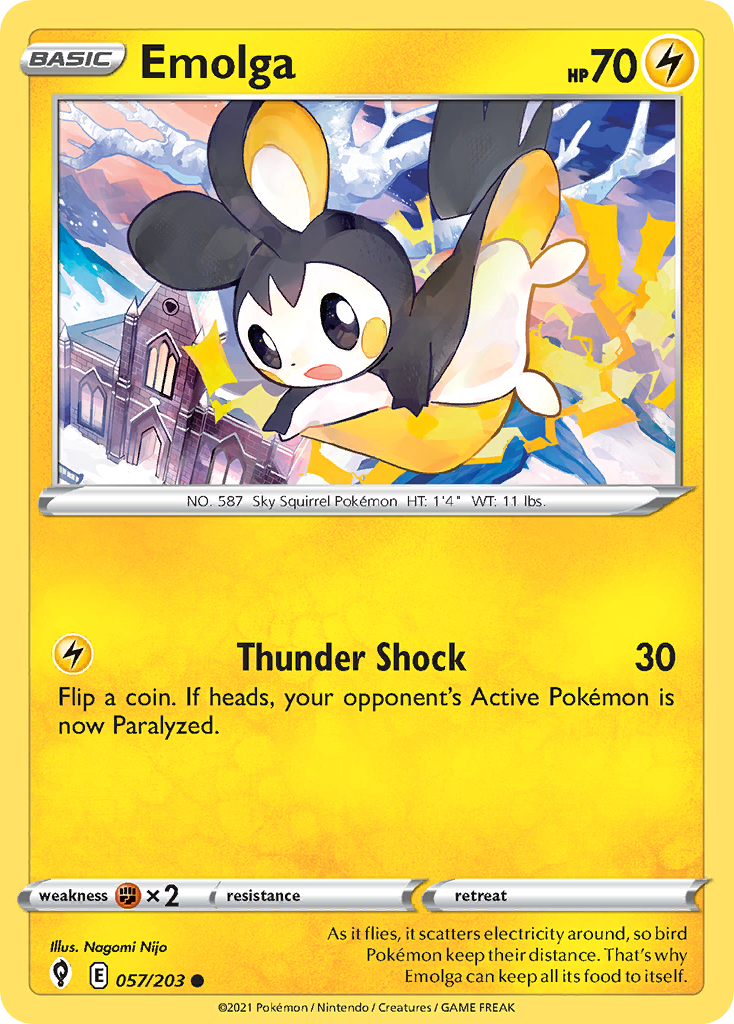 Emolga 057/203 Common Reverse Holo Evolving Skies NM/LP